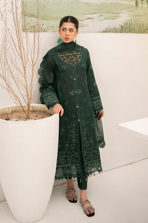 QALAMKAR, Deep Green Color Beauty full dress