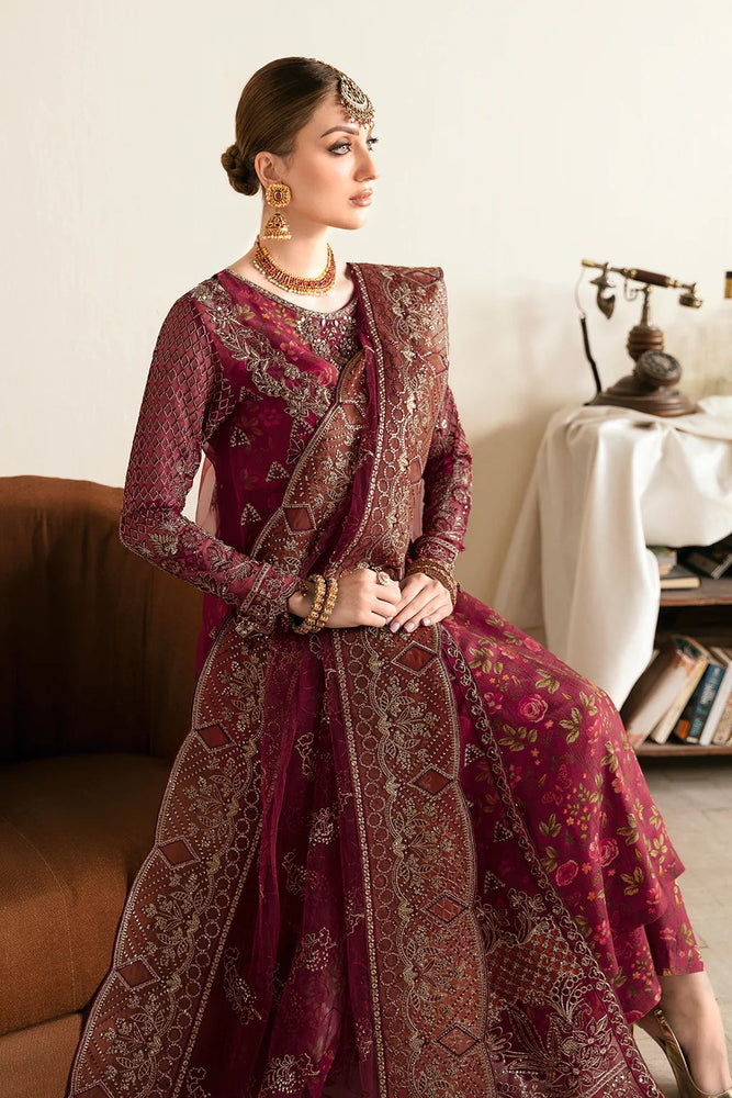 "Regal Maroon Embroidered Formal Dress"