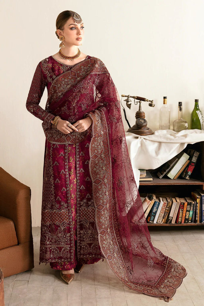 "Regal Maroon Embroidered Formal Dress"