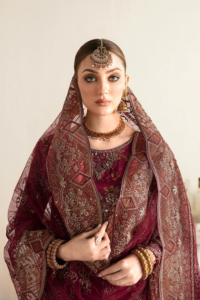 "Regal Maroon Embroidered Formal Dress"