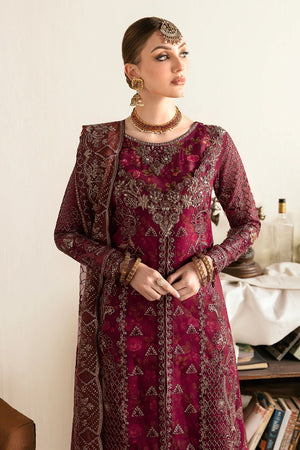 "Regal Maroon Embroidered Formal Dress"