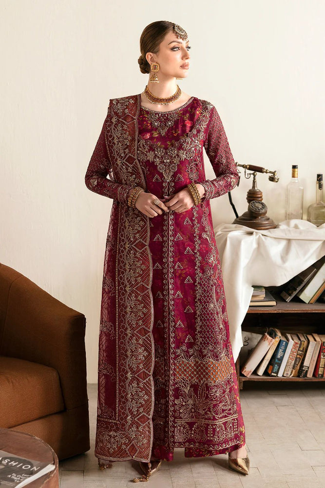 "Regal Maroon Embroidered Formal Dress"